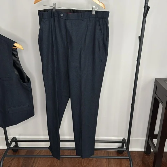 Men's Tweed Herringbone Wedding Suit Prom Tuxedo  3 Piece Peak Lapel Size 44R - Picture 6 of 12